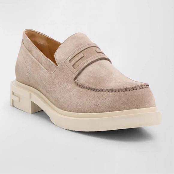 NEW• Fendi Men's Suede Loafers - Beige / Light Gray - Picture 1 of 14